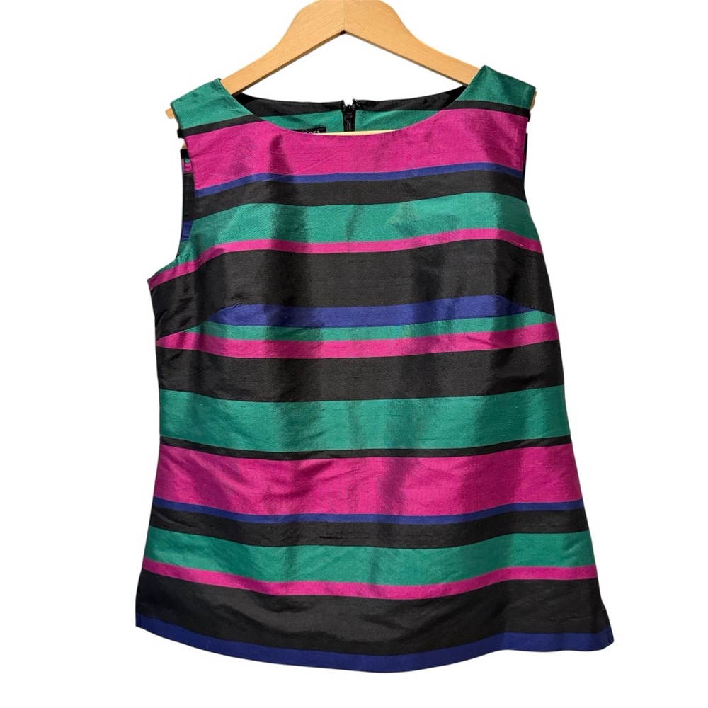 Talbots Shell Top Multicolor‎ 100% Silk Striped Sleeveless Womens 2